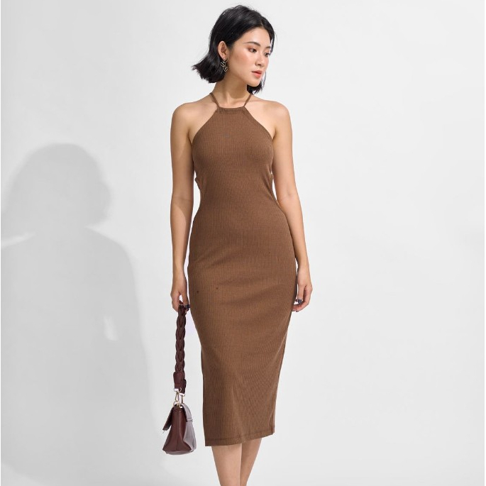 Đầm yếm Maybi ôm thun gân cutout eo