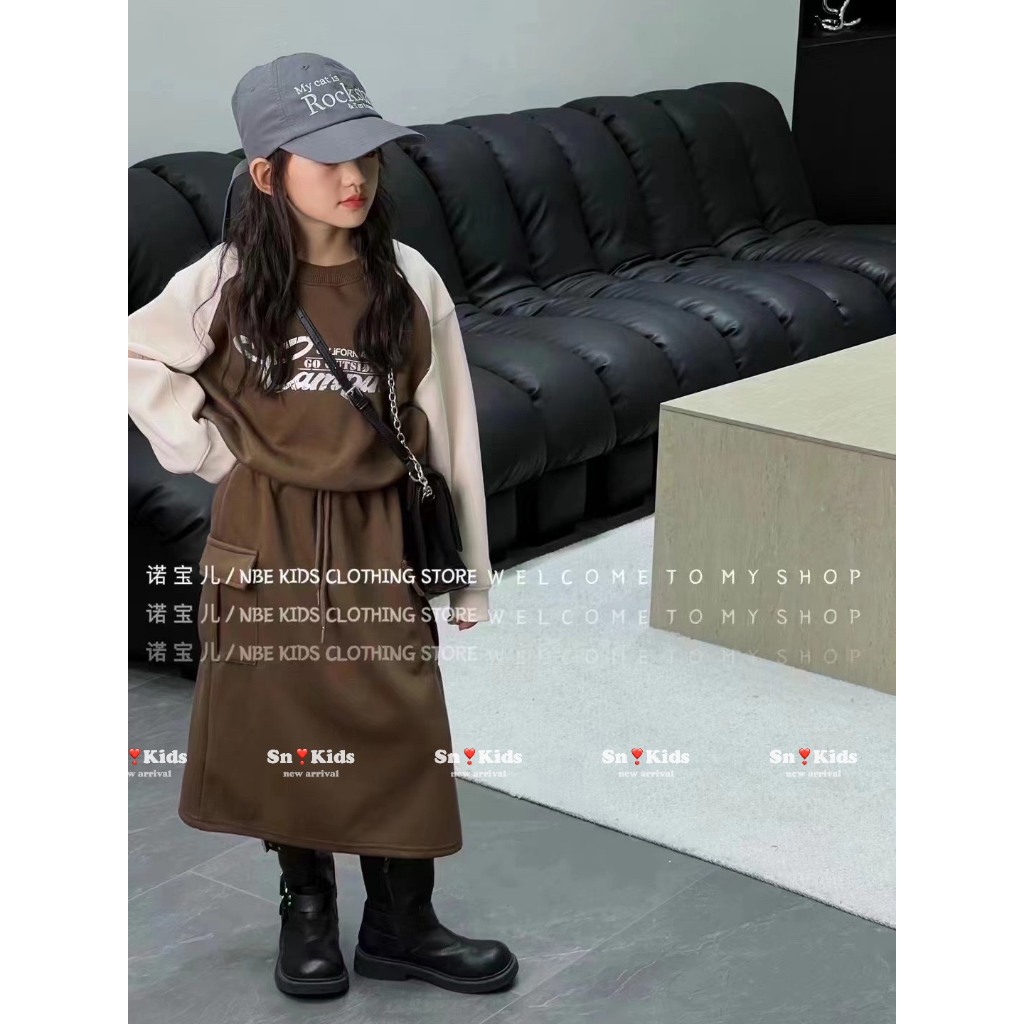 Váy bé gái , Sét áo + chân váy túi hộp chất nỉ QC xịn sò cho bé gái 10-30kg