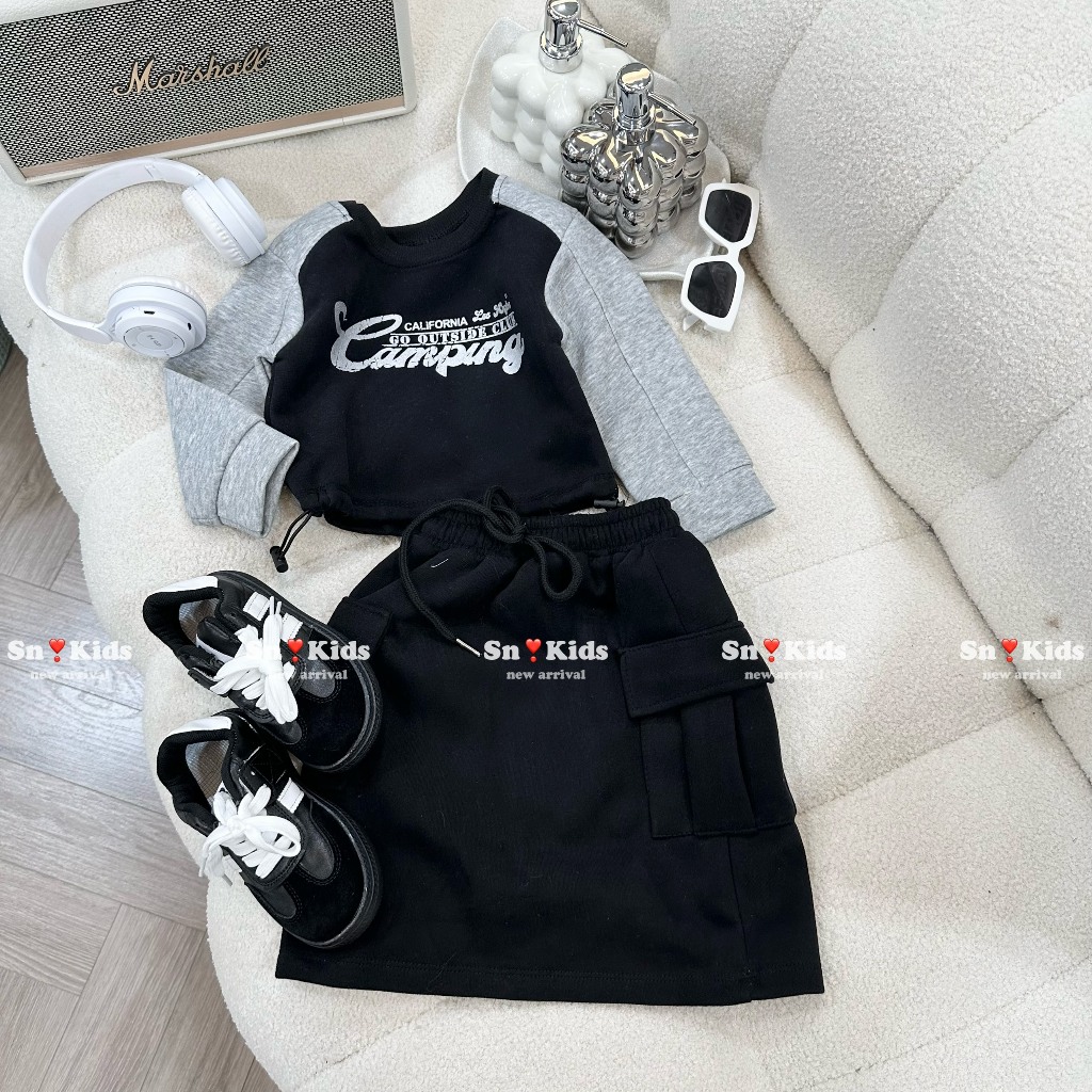 Váy bé gái , Sét áo + chân váy túi hộp chất nỉ QC xịn sò cho bé gái 10-30kg