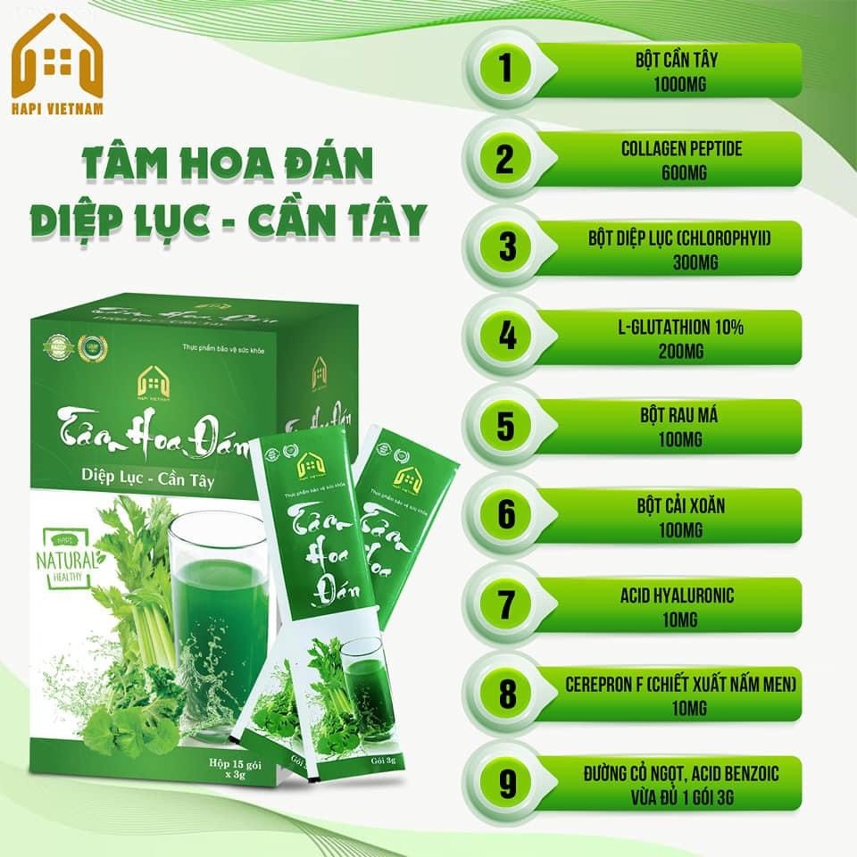 TÂM HOA ĐÁN DIỆP LỤC CẦN TÂY, NƯỚC UỐNG ĐẸP DA, GIẢM MỤN THÂM NÁM