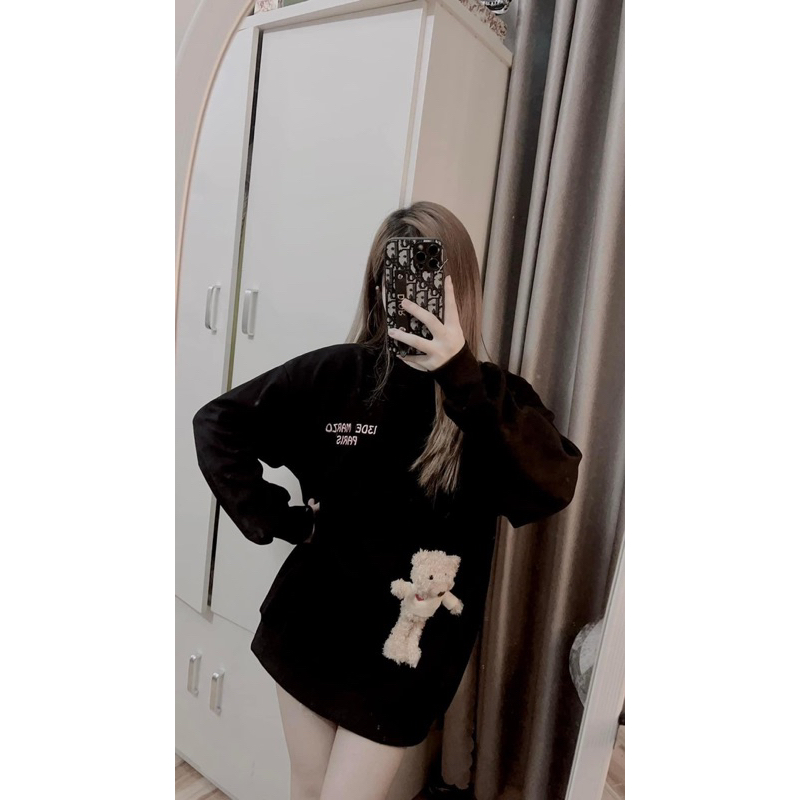 Áo Nỉ Gấu Lưng Thêu Da QC