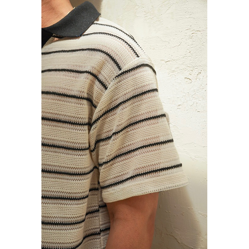 STRIPED VNECK POLO SHIRT