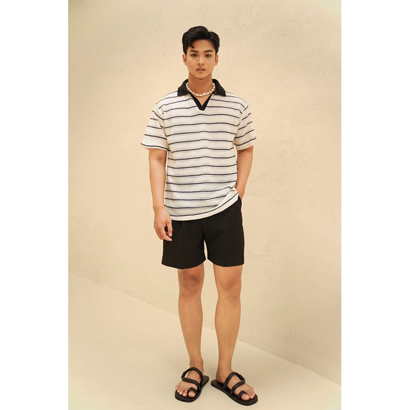 STRIPED VNECK POLO SHIRT