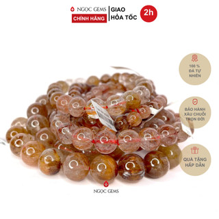 Vòng tay đá thạch anh tóc đỏ b - tài lộc, may mắn - ngọc gems