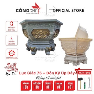 Khuôn chậu đúc xi măng lục giác 75 bầu kèm chân đôn kỷ đổ úp đáy