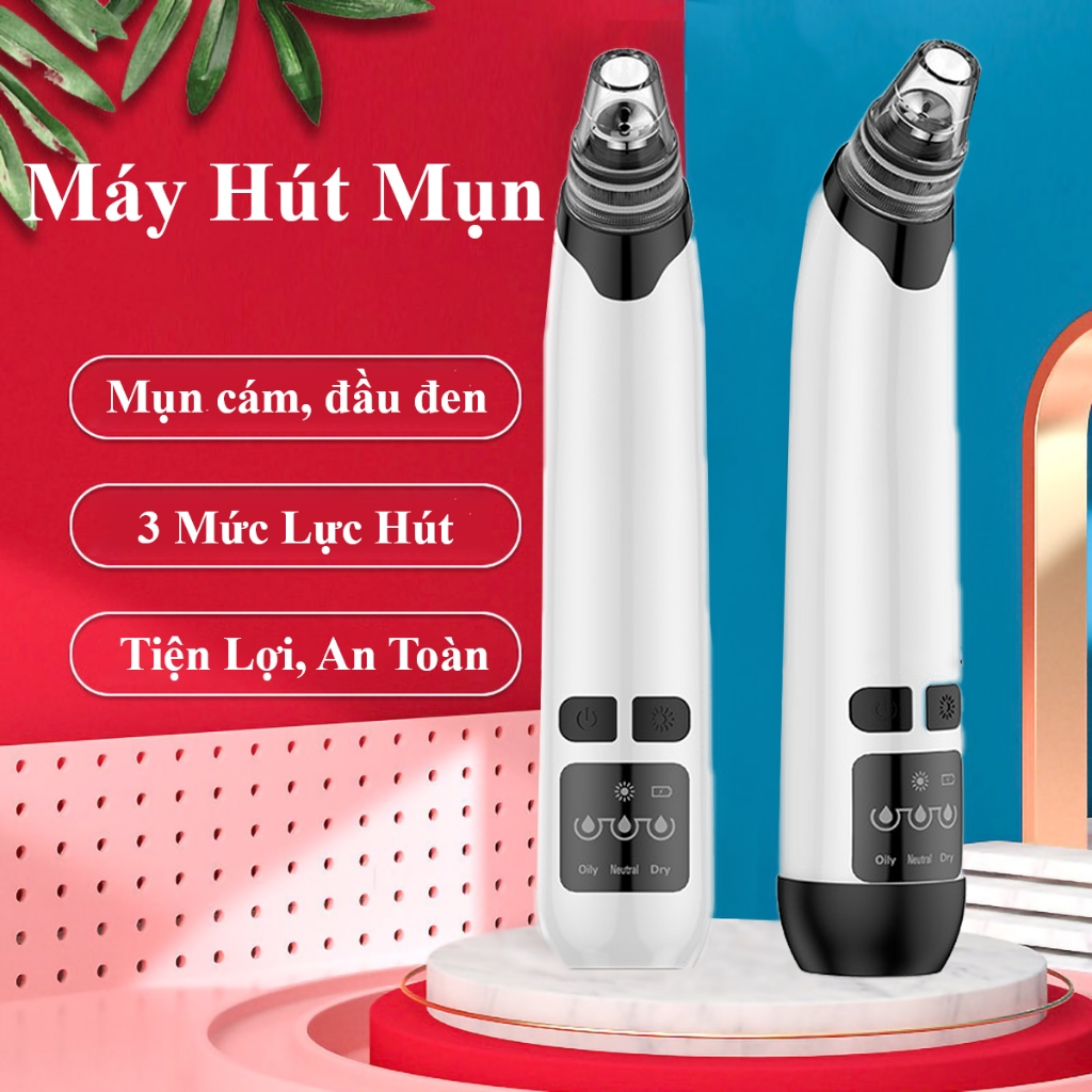 Máy Hút Mụn Cầm Tay( Có đầu Nóng Massage) - Máy Hút Mụn Đầu Đen Có Đầu Massage Nhiệt Nhiều Chế Độ Hút Chăm Sóc Da Mặt