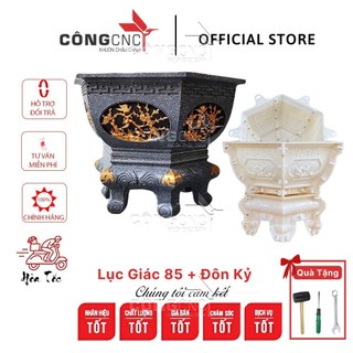Khuôn Chậu Cảnh ABS, Khuôn Chậu Lục Giác 85 (Hoa Mai) kèm Chân Đôn Kỷ
