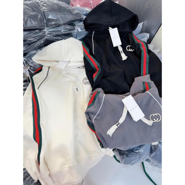 Áo Hoodie thêu chạy sọc tay HÓT / Ảnh thật