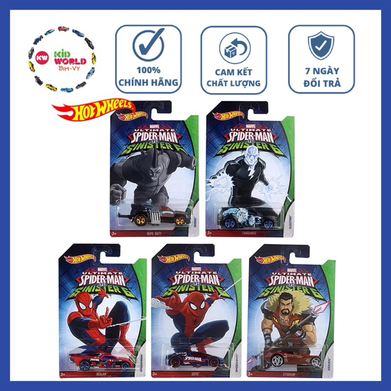 Xe mô hình Hot Wheels Marvel Ultimate Spider-man vs Sinister 6 Series.