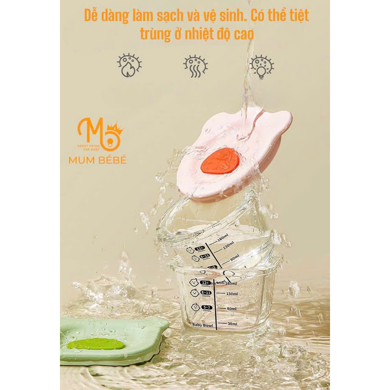 Hũ thuỷ tinh trữ đồ ăn dặm Mumbebe siêu xinh hình gấu, cho bé từ 6 tháng tuổi