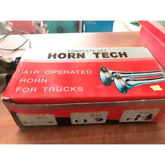 Còi hơi -kèn hơi 2 loa inox ô tô 12v - 24v cho xe có bình hơi