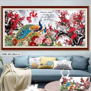 Tranh đính đá Công Ơn Cha Mẹ- VS060(100x50cm) , tranh chưa đính đá