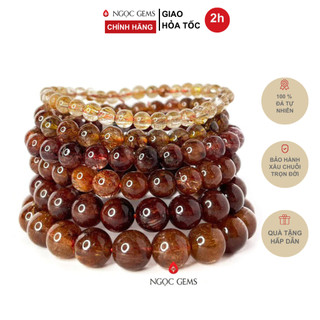 Vòng tay đá thạch anh tóc đỏ a - may mắn, tình duyên - ngọc gems
