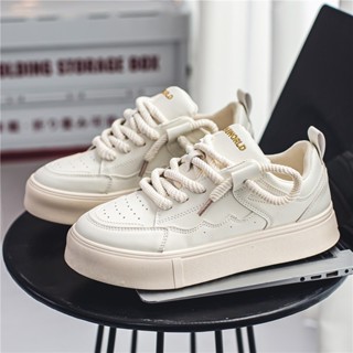  Giày thể thao nữ trắng mix dây thừng tròn chữ FASHION full box giày ulzzang nữ chất liệu da đế bằng 