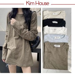 Áo Thun TAY DÀI Cổ Tròn KIMHOUSE, Áo Thun Nữ Dài Tay Cotton Mềm Mịn | AT04 và AT14