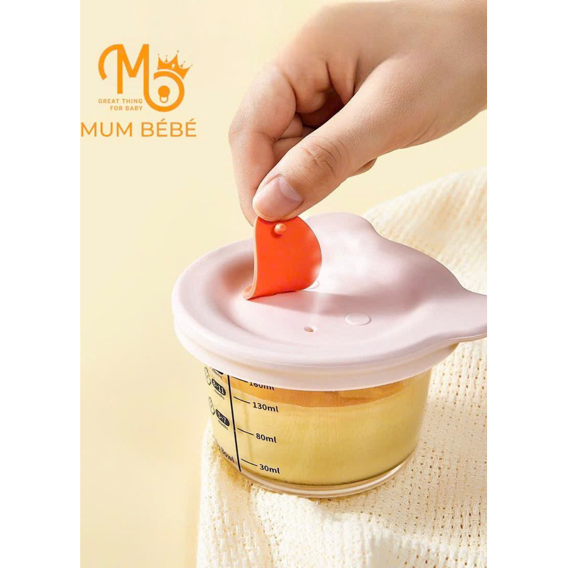 Hũ thuỷ tinh trữ đồ ăn dặm Mumbebe siêu xinh hình gấu, cho bé từ 6 tháng tuổi