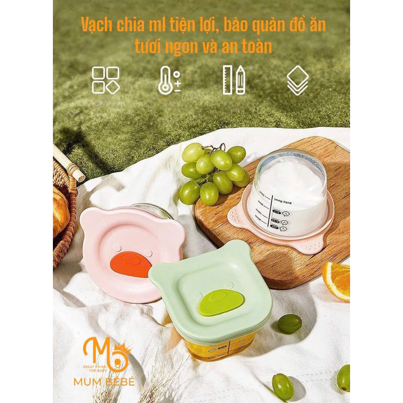 Hũ thuỷ tinh trữ đồ ăn dặm Mumbebe siêu xinh hình gấu, cho bé từ 6 tháng tuổi