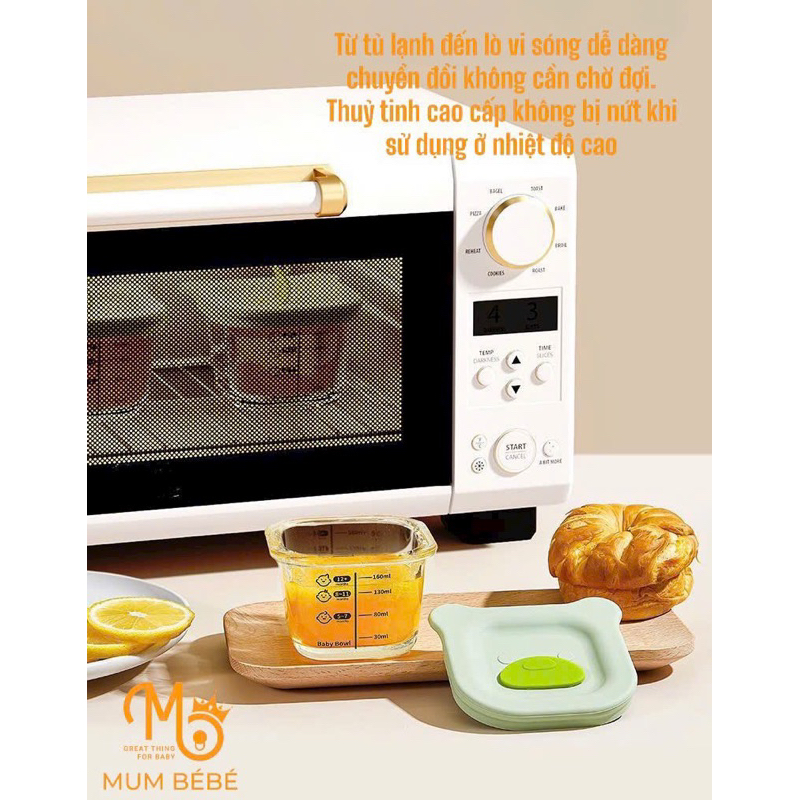 Hũ thuỷ tinh trữ đồ ăn dặm Mumbebe siêu xinh hình gấu, cho bé từ 6 tháng tuổi