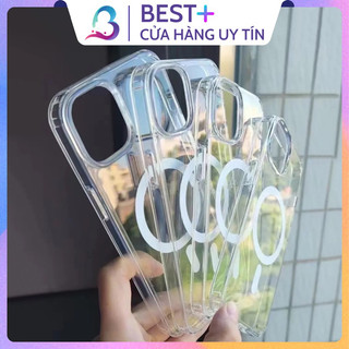 Ốp Lưng Iphone Từ Tính Trong Suốt Hỗ Trợ Sạc Không Dây Chống Sốc 4 Góc X XS XR 11 12 13 14 Pro Promax Plus