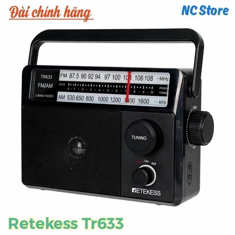 Đài chính hãng Retekess Tr633 FM AM Radio, Bắt sóng rất tốt, dễ sử dụng, loa to rõ
