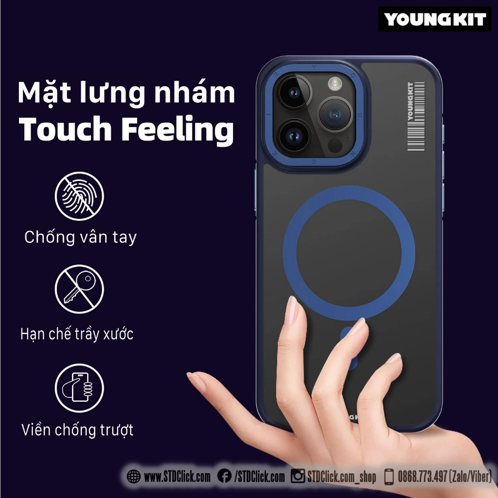 ỐP LƯNG IPHONE 15 PRO MAX - 15 PRO - 14 PRO MAX YOUNGKIT ROCK SAND Skin Feel CHÍNH HÃNG - HỔ TRỢ SẠC KHÔNG DÂY TỪ TÍNH
