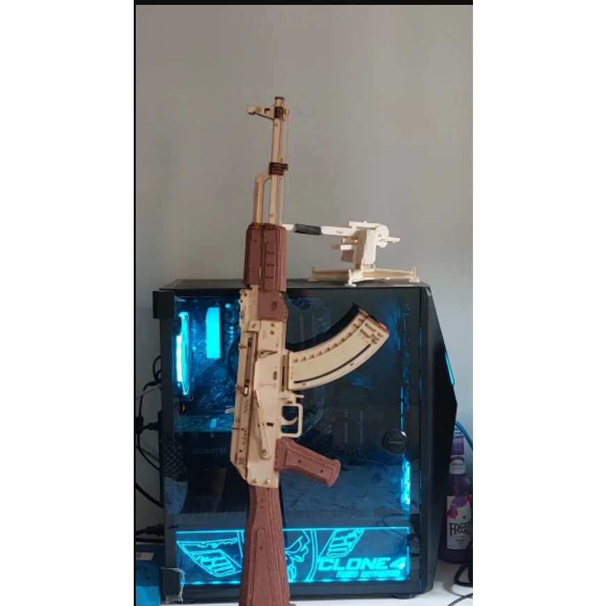 Mô Hình Đồ Chơi Lắp Ráp Gỗ 3D: Mô Hình AzK-47 Sử dụng Dây Chun An Toàn