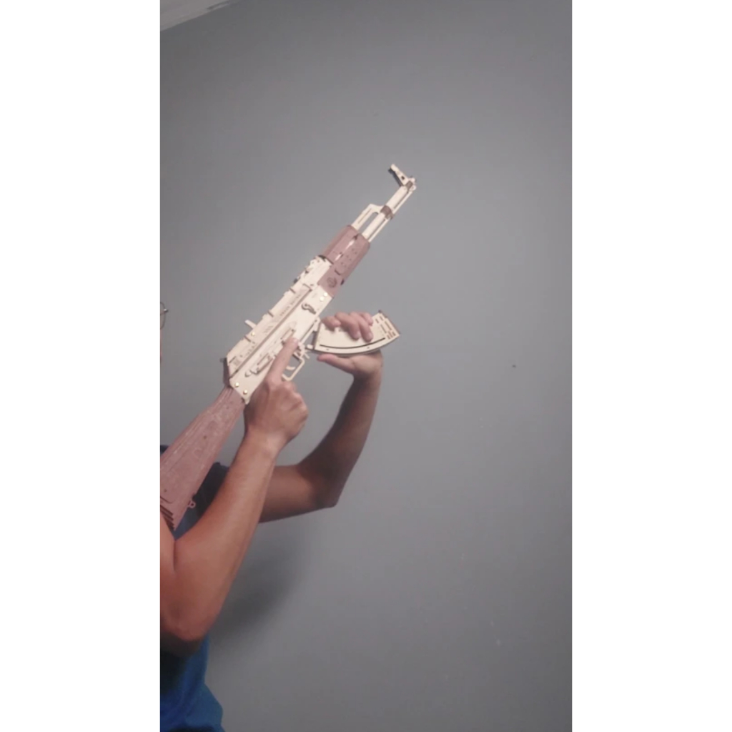 Mô Hình Đồ Chơi Lắp Ráp Gỗ 3D: Mô Hình AzK-47 Sử dụng Dây Chun An Toàn