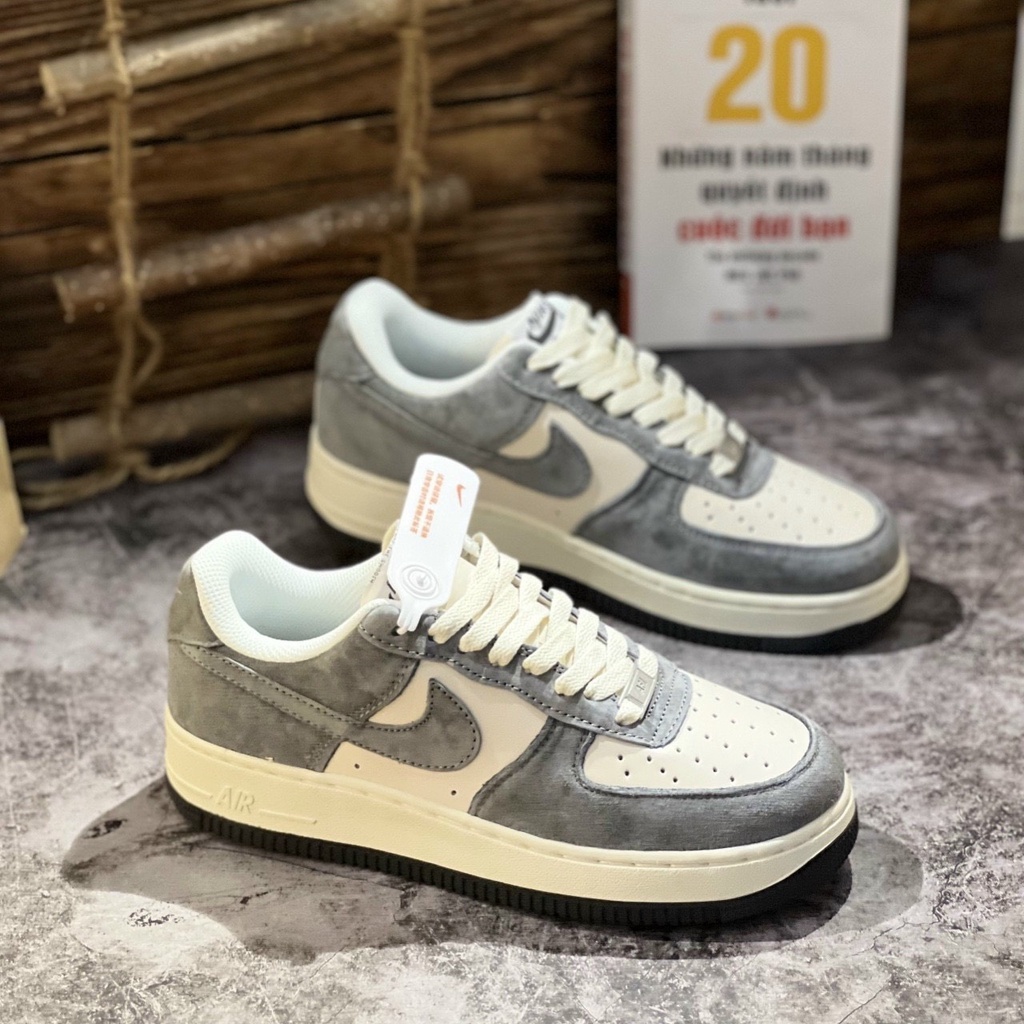 Giày thể thao nam nữ Sneaker Af1 Grey Cream/Af1 Xám Da Lộn