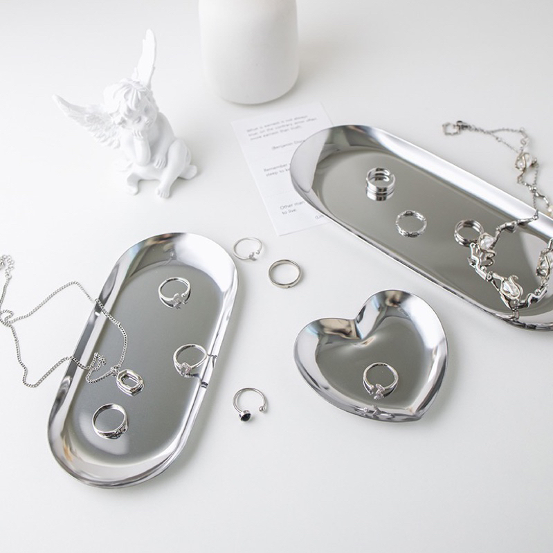 Khay, đĩa inox đựng trang sức, trang trí
