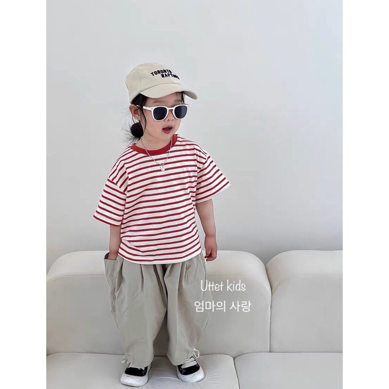 ÁO THUN SỌC PHONG CÁCH HÀN QUỐC CHO BÉ GÁI VÀ BÉ TRAI RẤT ĐẸP 1208