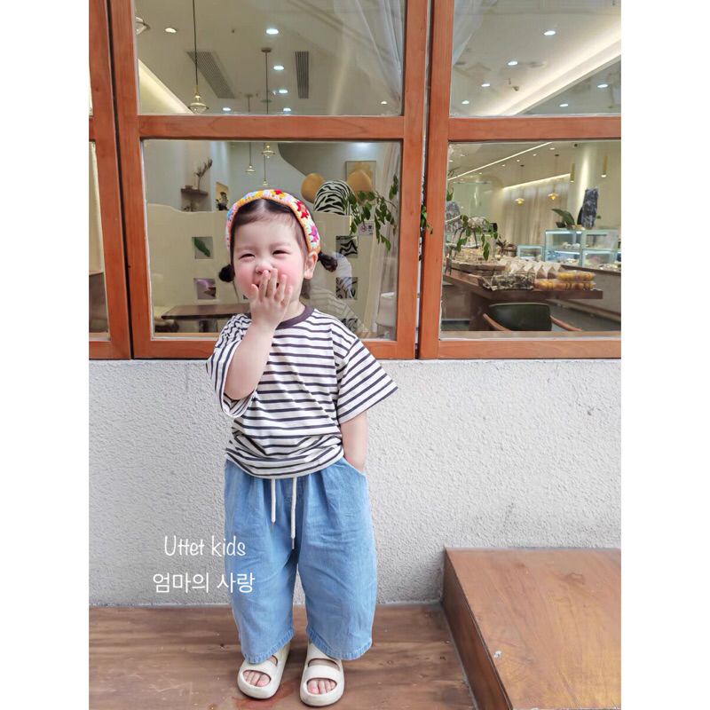 ÁO THUN SỌC PHONG CÁCH HÀN QUỐC CHO BÉ GÁI VÀ BÉ TRAI RẤT ĐẸP 1208