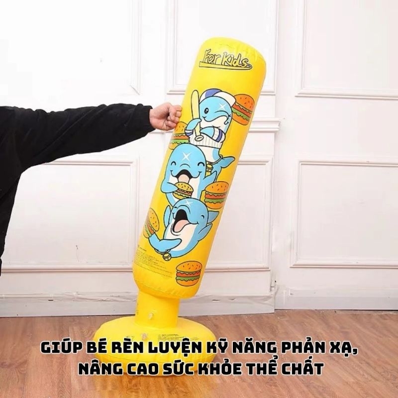 Đồ chơi boxing cá heo trẻ em, kèm bơm hơi cao 120cm