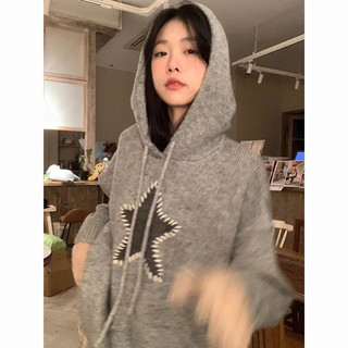 Áo Hoodie len Xám Thuê Hình Dài Tay