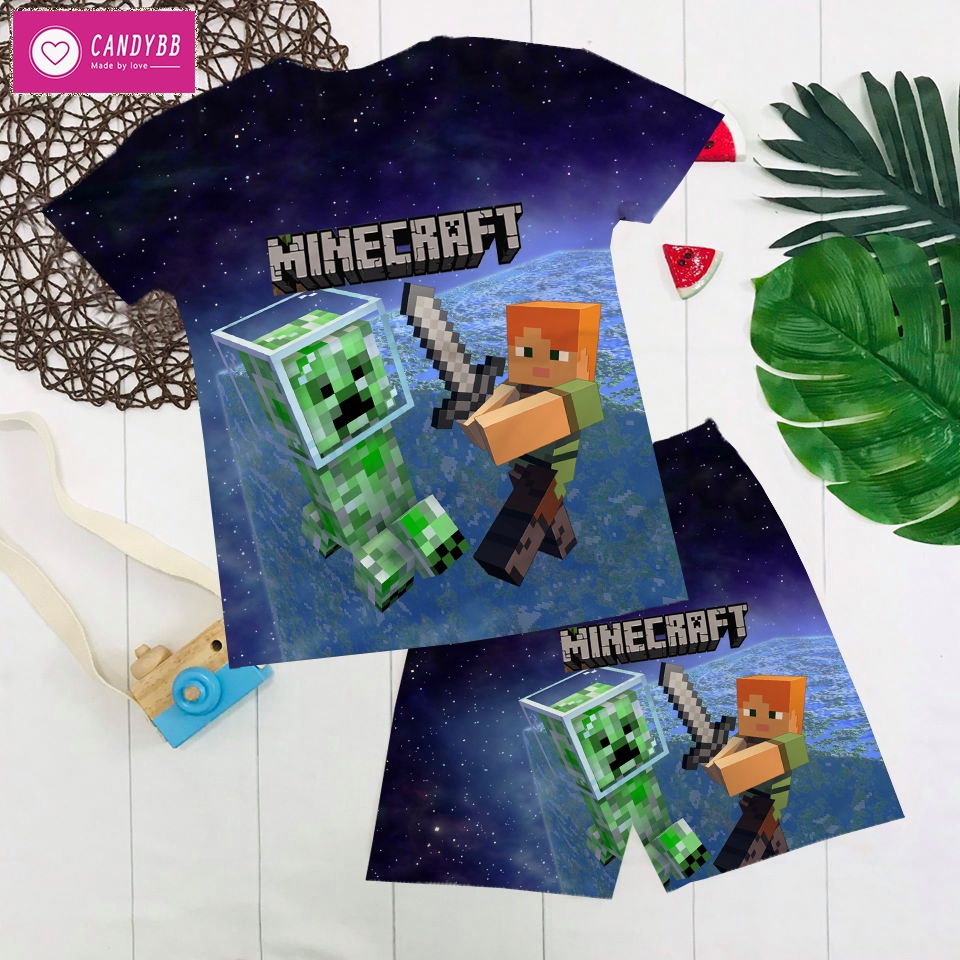 Đồ Bộ ba lỗ bé trai, bộ sát nách thun lạnh in hình Minecraft nhiều màu size từ 10kg - 60kg chất đẹp co giãn 4 chiều