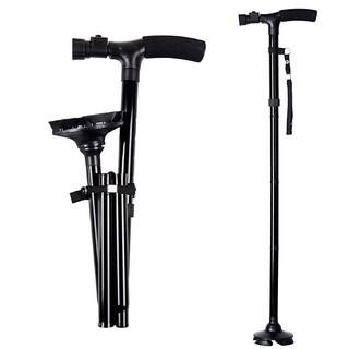 Gậy Chống Trượt Gấp Gọn MARIC Cho Người Già Có Đèn, 4 Chân Đứng Chắc Chắn.