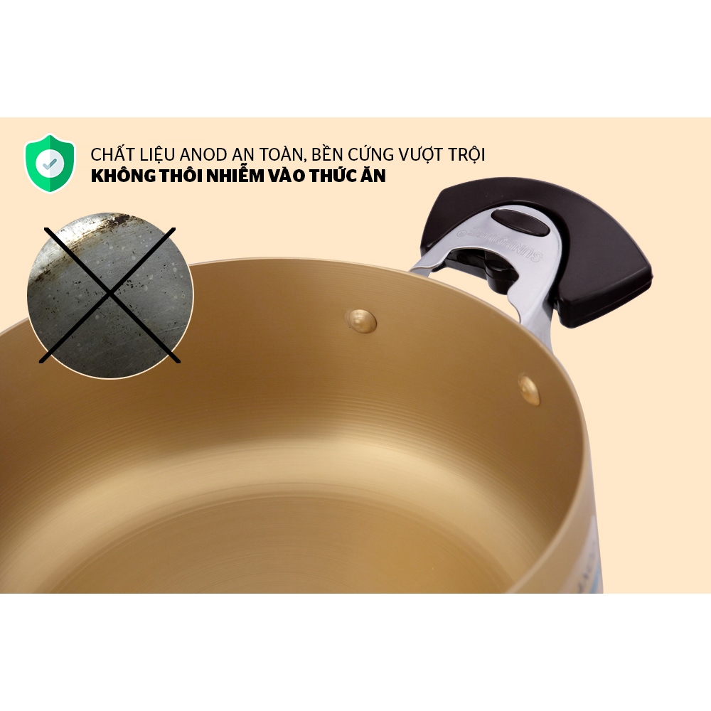 Bộ nồi anod Sunhouse SH6634N kích thước 16-20-24cm