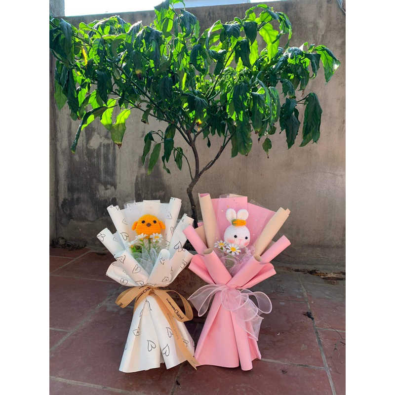 🌺 BÓ HOA THỎ LEN ĐÁNG YÊU