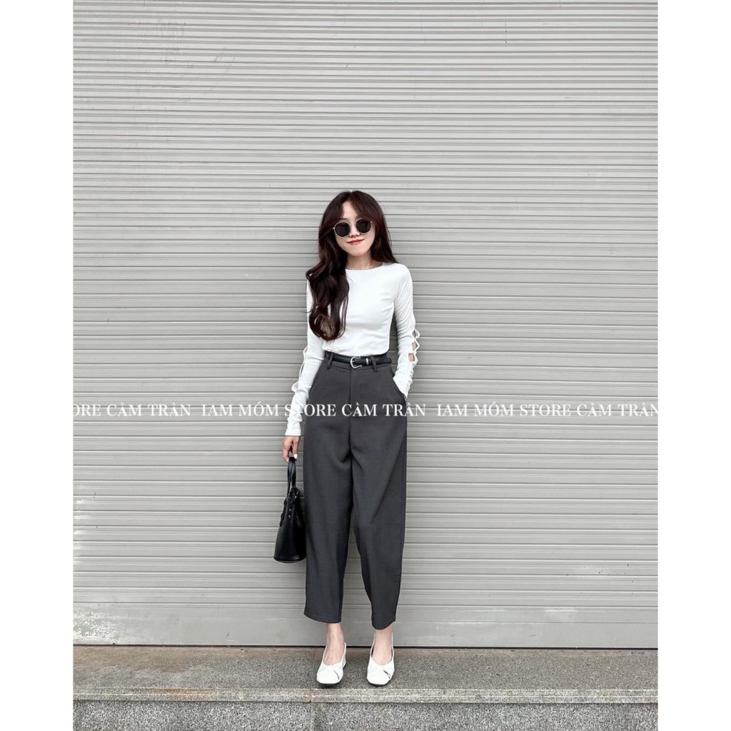 Quần baggy dáng ngắn nấm lùn kèm đai dài 85cm Mã 3303