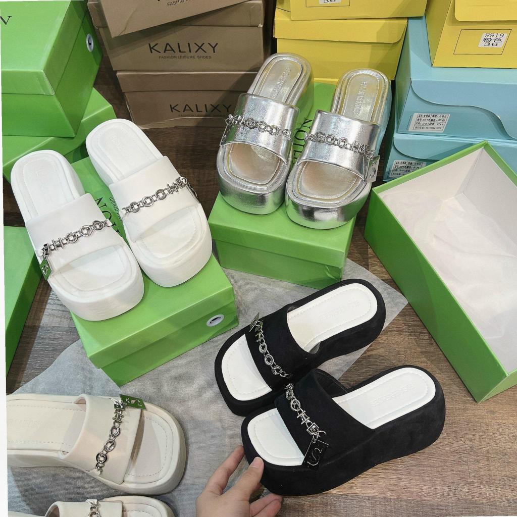 Dép lê bánh mì quai xích tròn đế cao 7 phân