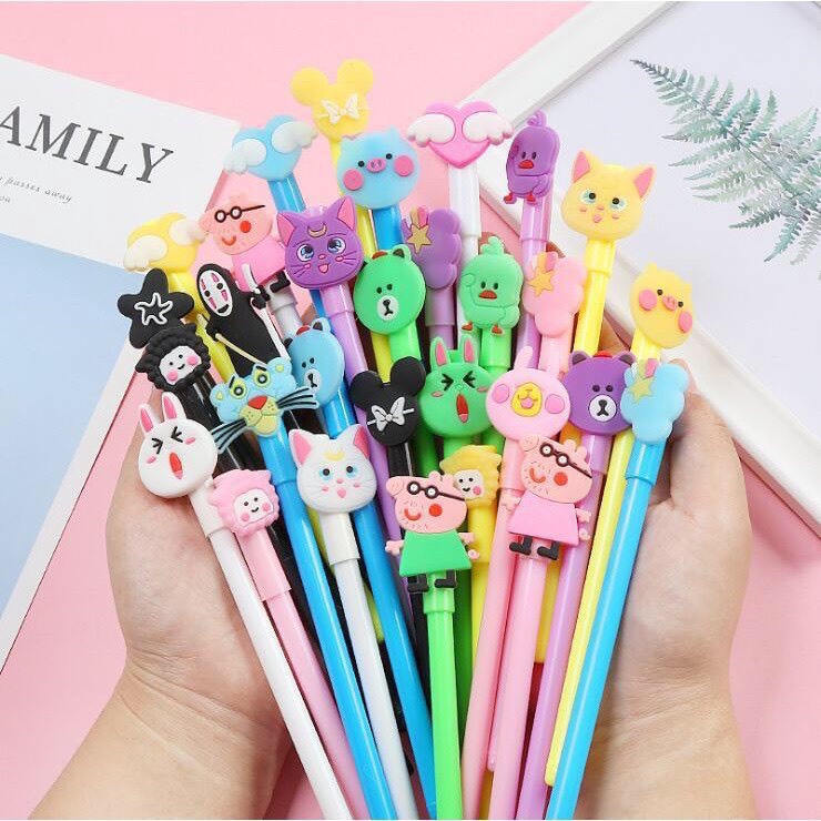 1k-Set 20 bút bi nước đáng yêu, set bút hình con vật cute ngộ nghĩnh