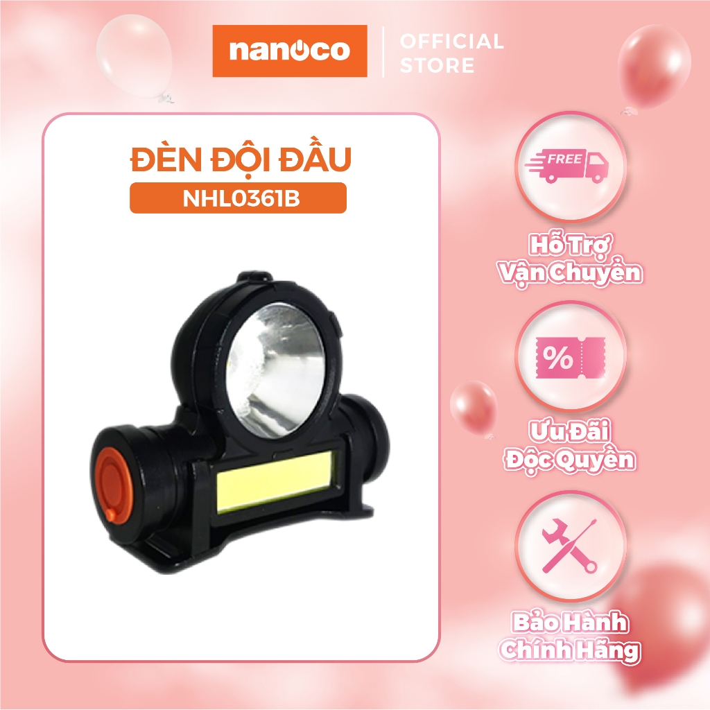 Đèn LED đội đầu Nanoco chóa đèn to/ nhỏ (công suất 3,5W, điều chỉnh độ sáng,pin Lithium 1200mAh, hoạt động 4h)