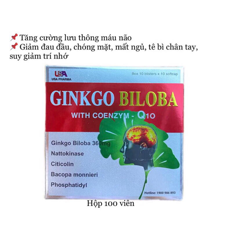 Hoạt huyết dưỡng não Ginkgo biloba 360mg, coenzym Q10