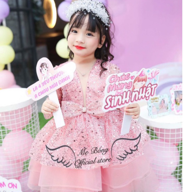 Váy Thiết Kê Cho Bé Gái - Váy Kim Sa Cho Trẻ Em - Đầm Thiết Kế Cao Cấp- Mẹ Bông