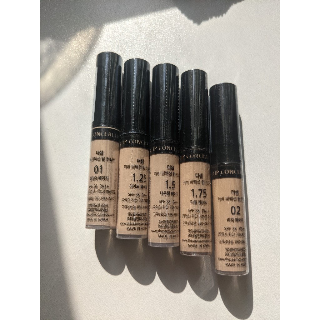 Kem che khuyết điểm The Saem Cover Perfection Tip Conceale, kem che khuyết điểm tone 1, 1.25, 1.5, 1.75, 2.0