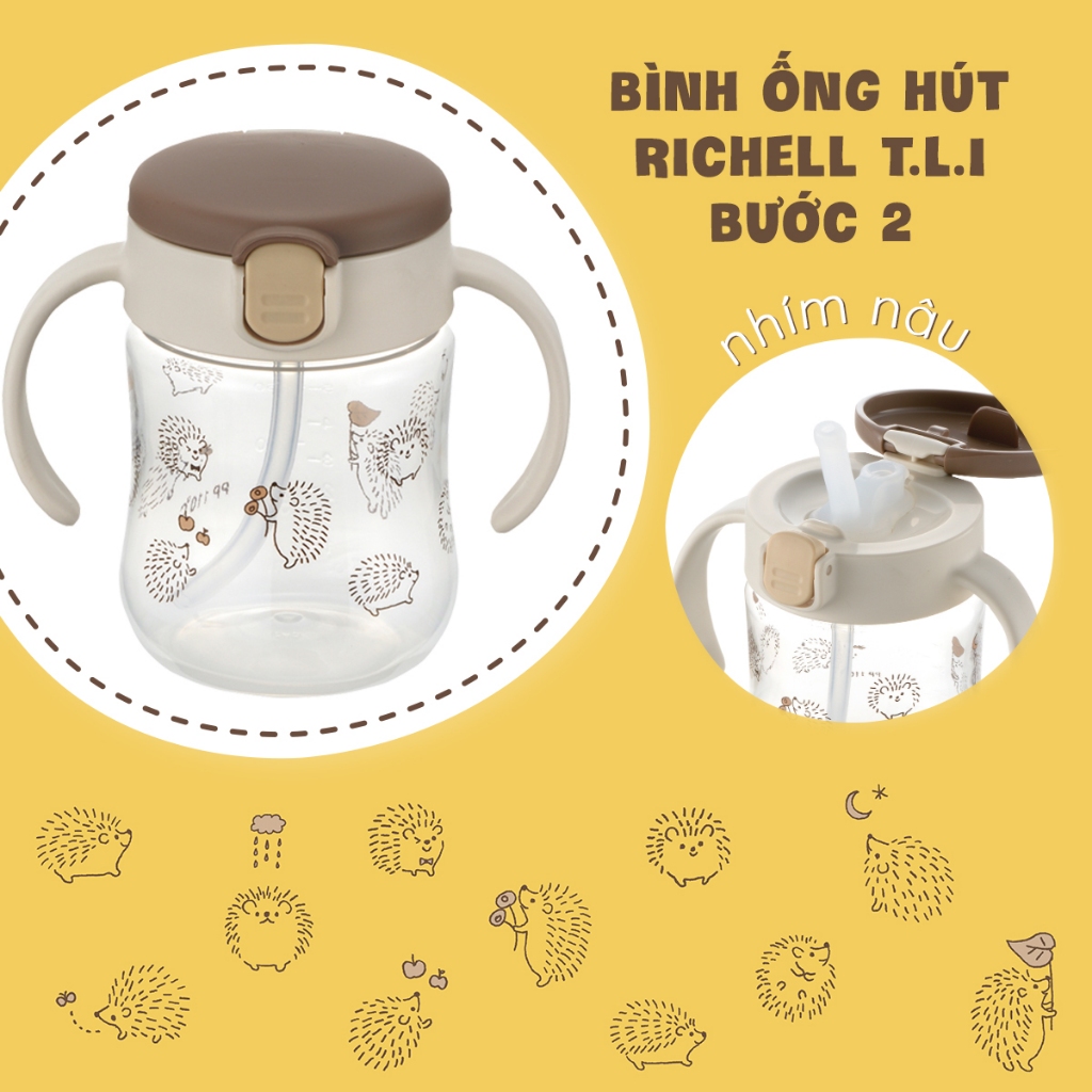 Bình ống hút TLI Richell Nhật Bản - bước 2 200ml | Baby