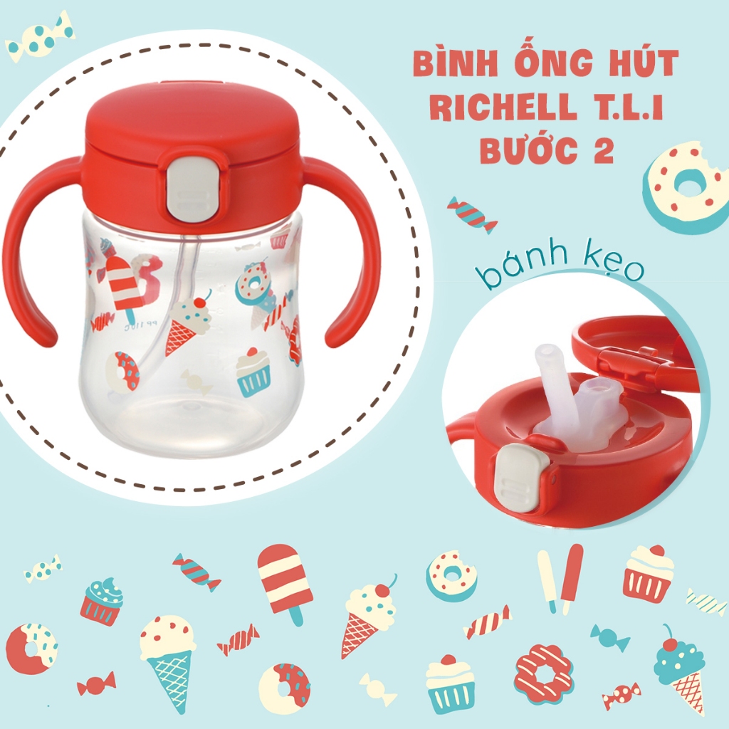 Bình ống hút TLI Richell Nhật Bản - bước 2 200ml | Baby