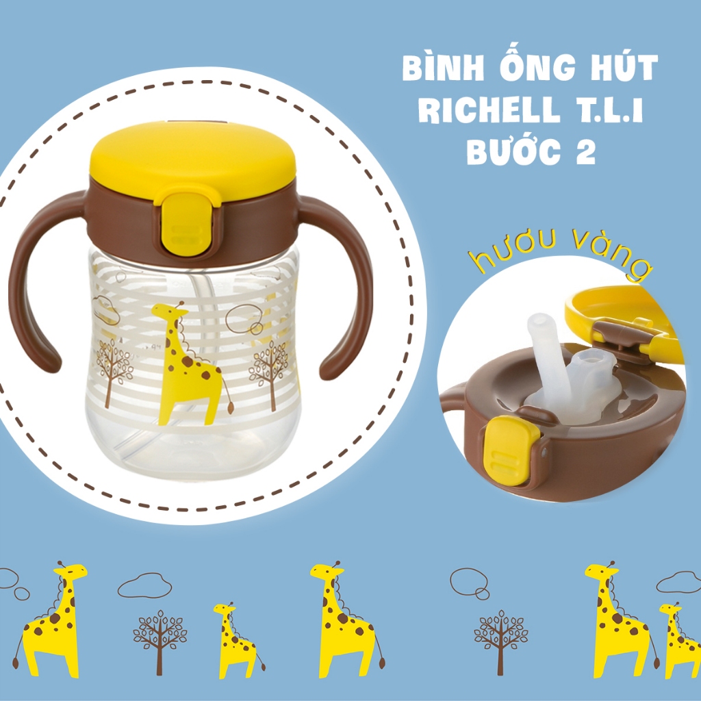 Bình ống hút TLI Richell Nhật Bản - bước 2 200ml | Baby