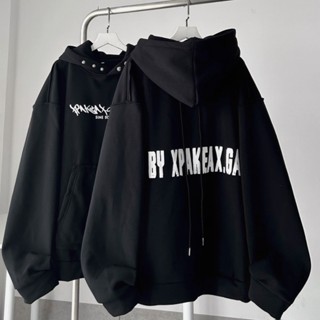 Áo hoodie dây ngược nút bấm XPAKEAX.GANG form rộng unisex nam nữ thu đông nhiều màu