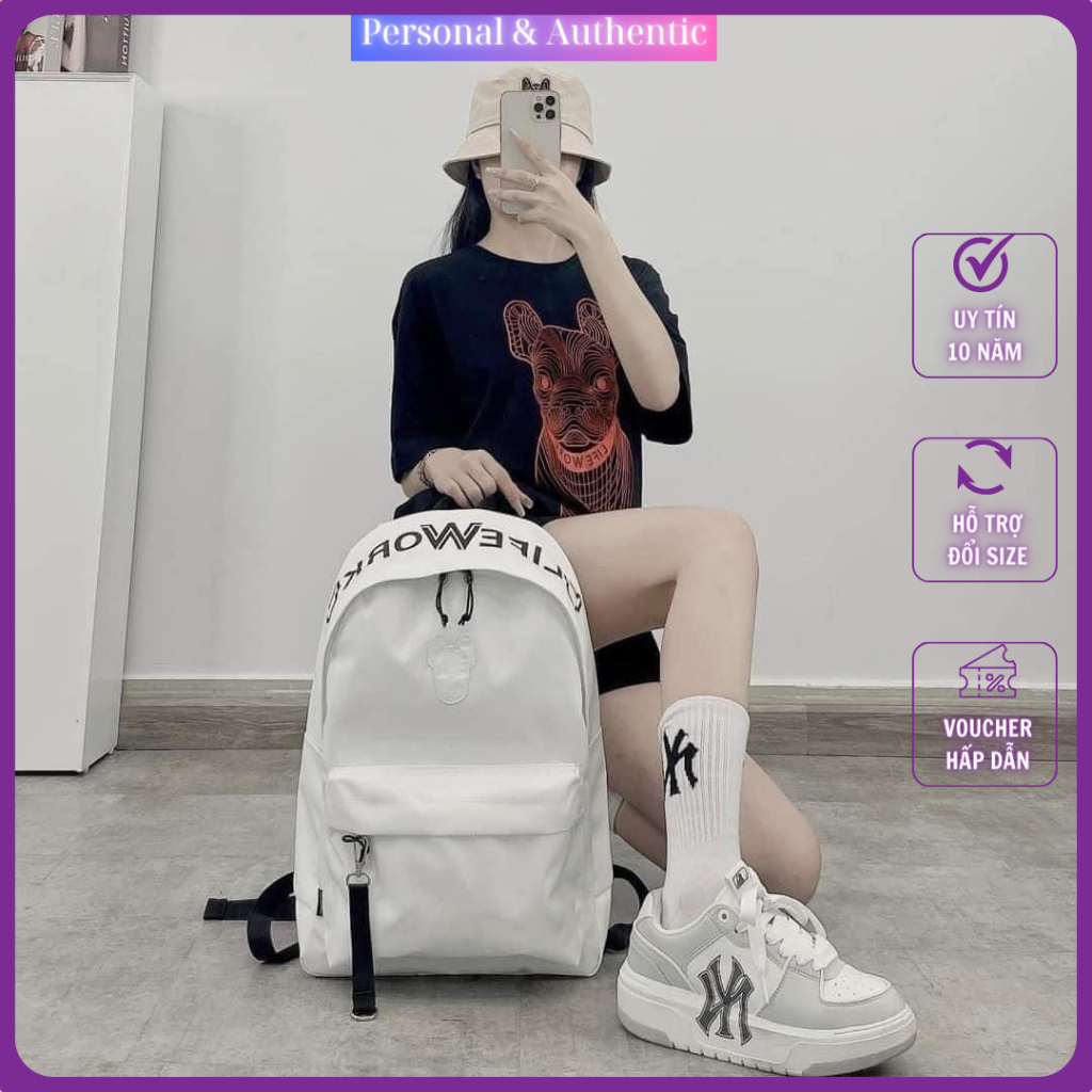 Balo Life Work basic Ladok Daily Backpack Đen Trắng