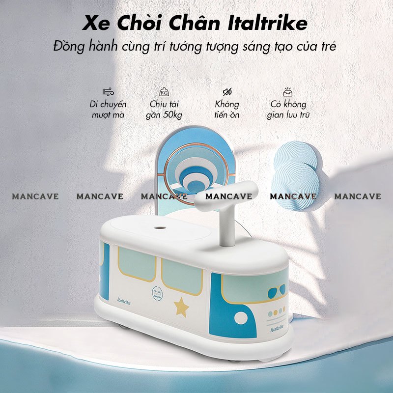 Xe Chòi Chân Trẻ Em Từ 1-6 Tuổi Italtrike La Cosa Xe Không Tạo Tiếng Ồn Chịu Tải 50KG Thiết Kế Bo Tròn Nhỏ Gọn Góc 360